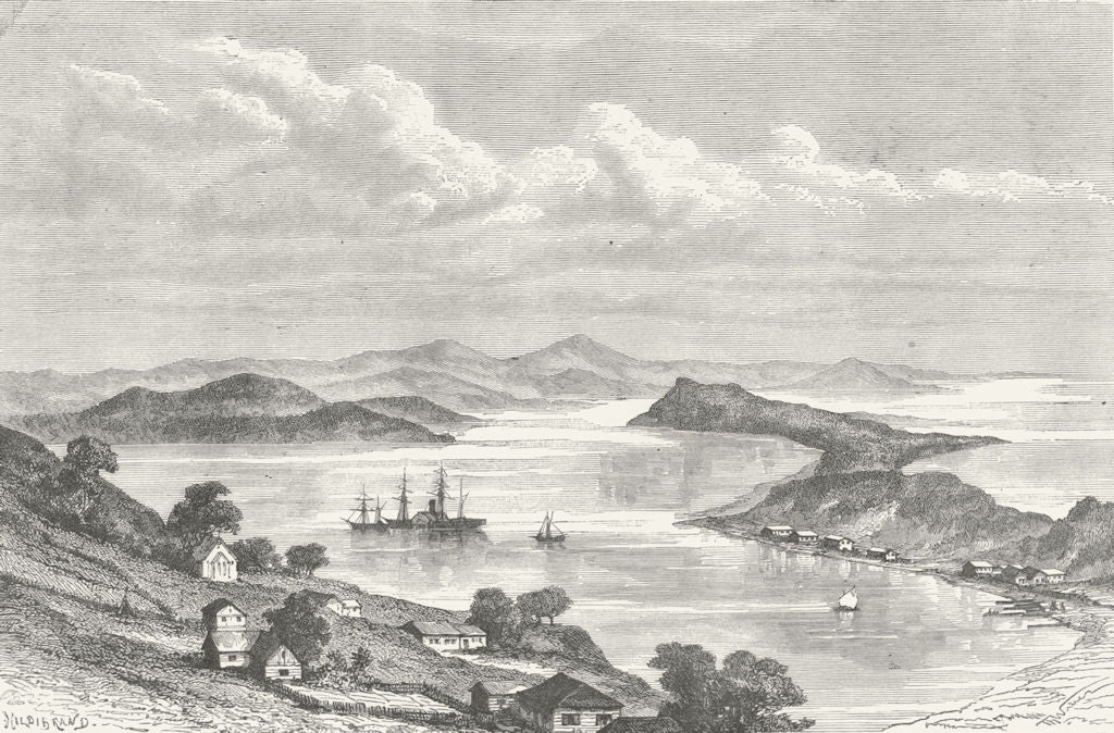 RUSSIA. Bay of Golden Horn c1885 antique vintage print picture